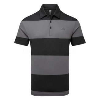 adidas Colourblock Rugby Stripe Golf Polo Shirt Black/Grey Six IU4355