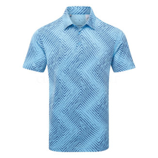 adidas Ultimate365 All Over Print Golf Polo Shirt Semi Blue Burst/Preloved Ink IU4390